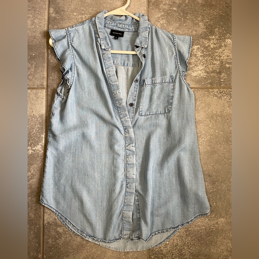 Denim button down tank